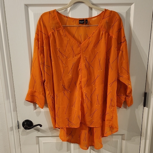 Orange V-Neck Women's Top - Picture 1 of 3